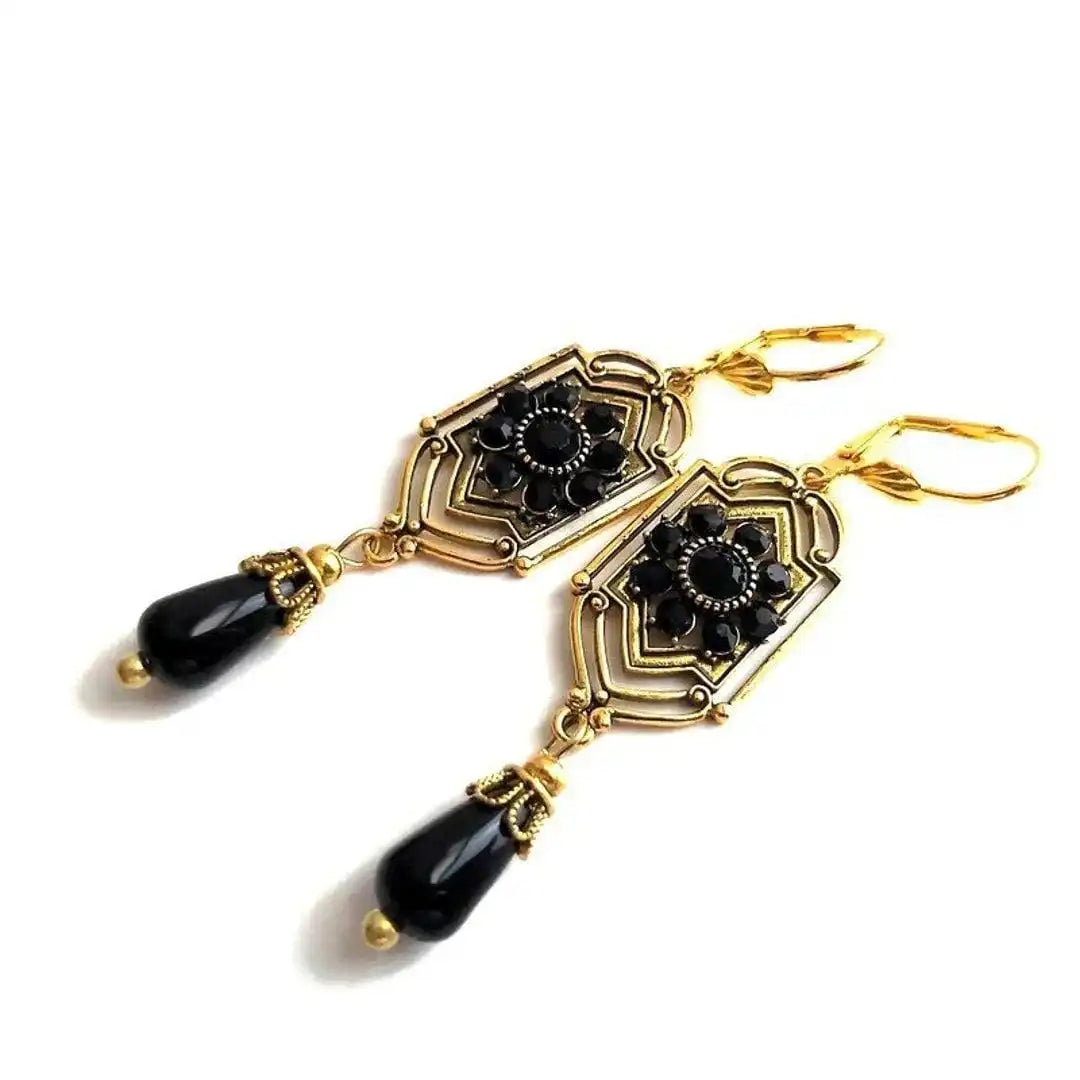 Obsidian Gemstone Dangle Earrings