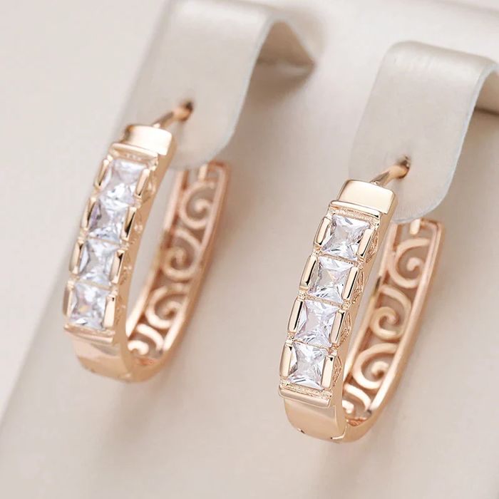 Sophisticated Zirconia Inlay Earrings