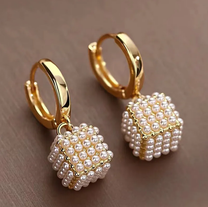 Sophisticated Cubic Pearl Earrings