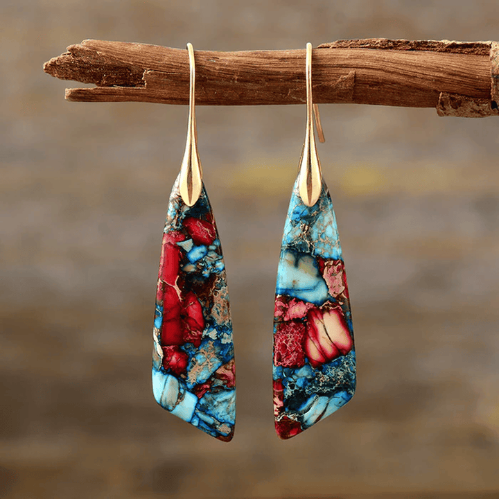 Retro Silver and Gold Colorful Gemstone Earrings
