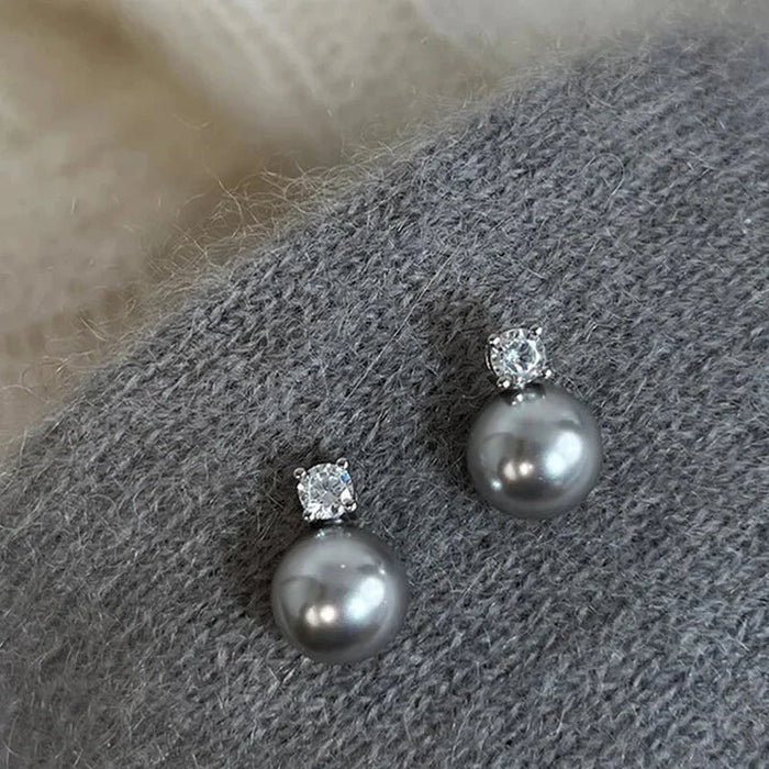 Sophisticated Black Pearl and Zirconia Earrings