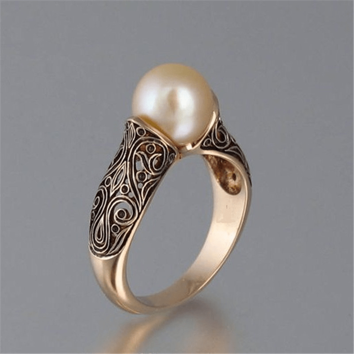 Antique Golden Ring with Pearl Accent
