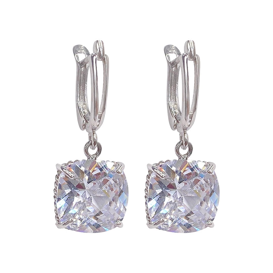 White Gold Zirconia Dangle Earrings
