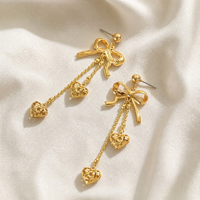 Amara Heart-Shaped Bow Earrings
