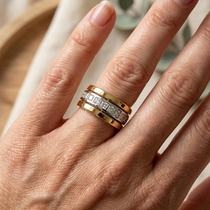 Bi-Color Gold Cubic Zirconia Ring