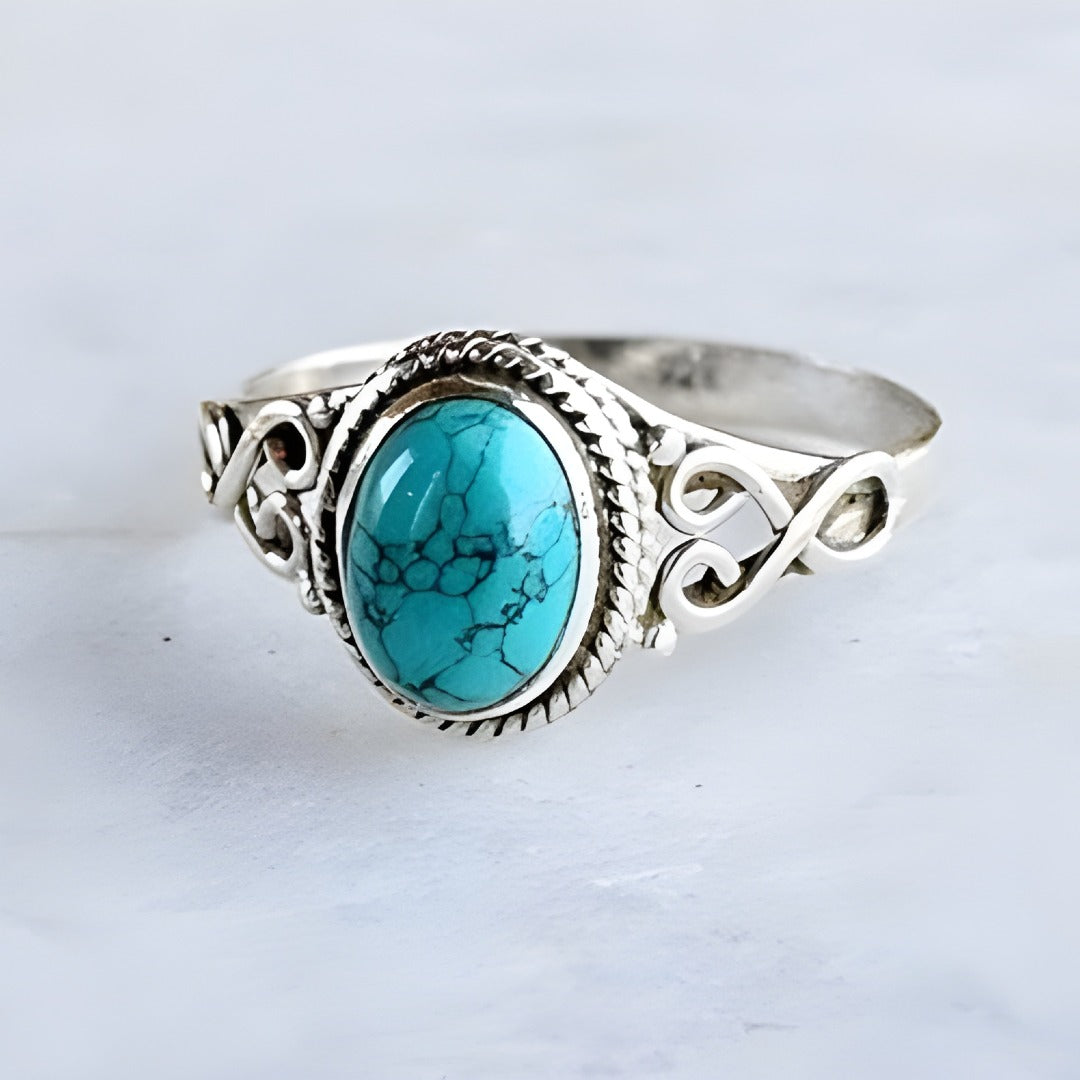 Timeless Turquoise Silver Oval Ring