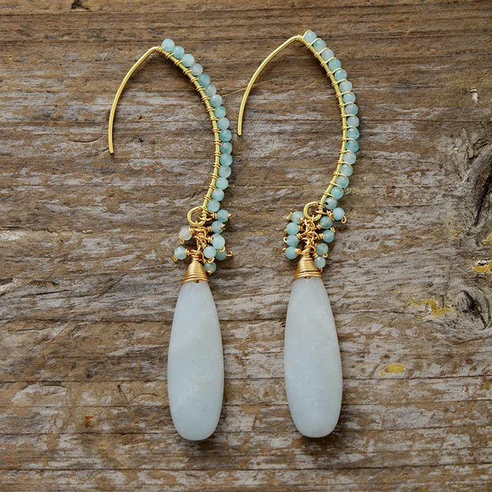 Sophisticated Amazonite and Gold Dangle Earrings